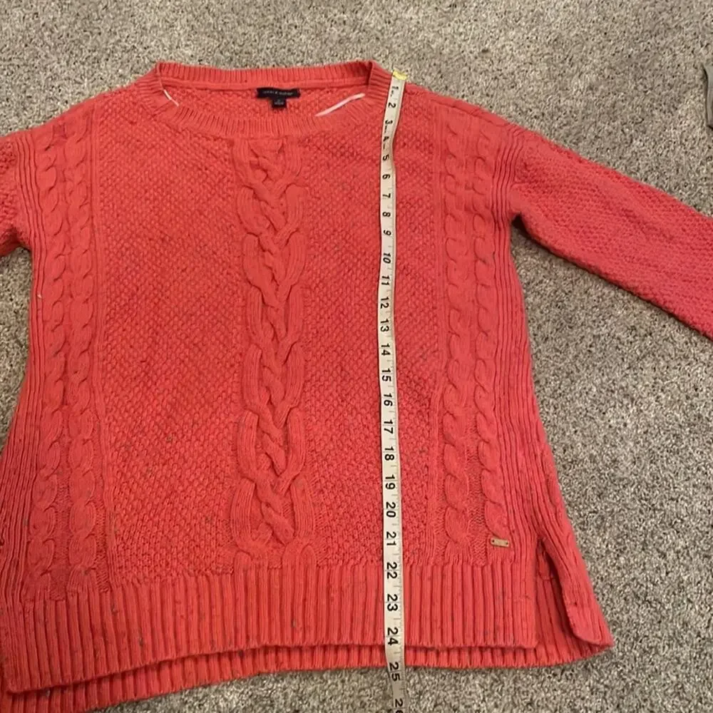 Womens Tommy Hilfiger coral flecked chunky cable knit sweater medium
